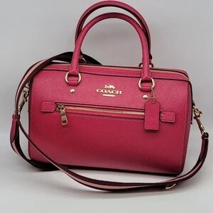 Coach Hot Pink Saffiano Satchel with Detachable Strap